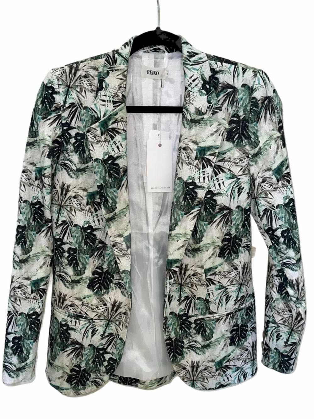 Reiko Green Tropical Leaf Print Blazer